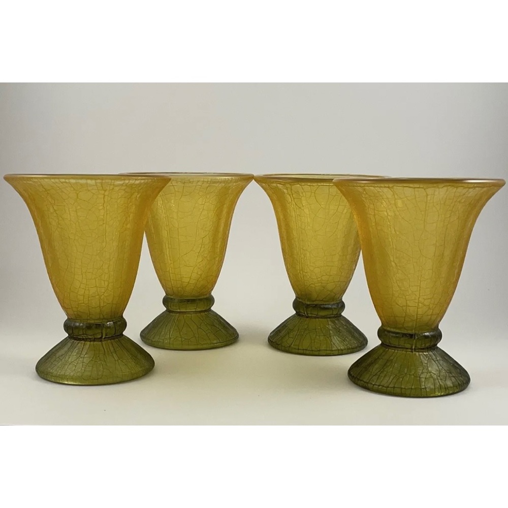 Vintage Dicky Glass and Company Goblets, Amber/Green, Set of 4